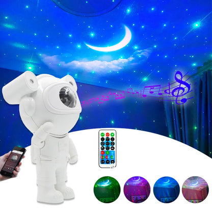 Proiector Laser Astronaut cu Joc de Lumini si Stele, Boxa, Functie Bluetooth, Setare Luminozitate, Telecomanda