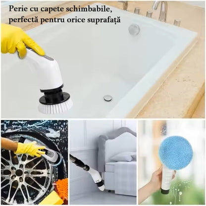 Perie electrica reincarcabila 7 in 1 pentru curatare si lustruire universala, ajustabila, alba
