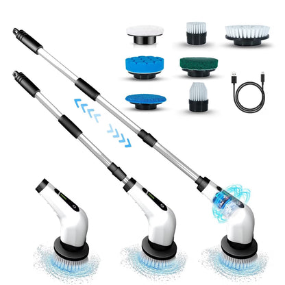 Perie electrica reincarcabila 7 in 1 pentru curatare si lustruire universala, ajustabila, alba