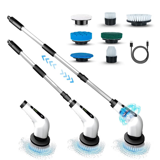 Perie electrica reincarcabila 7 in 1 pentru curatare si lustruire universala, ajustabila, alba