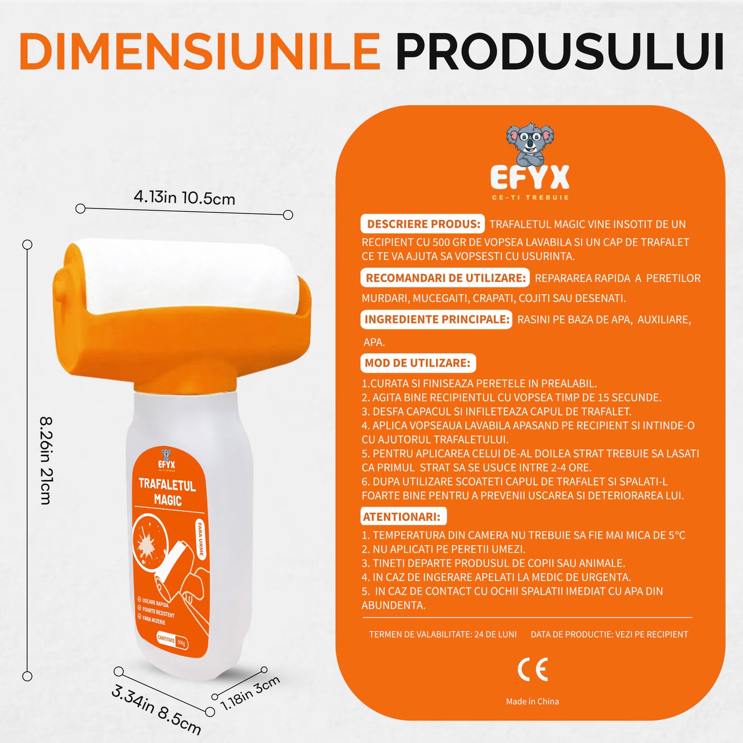 Trafalet Magic cu rezervor, reutilizabil, lavabil alb, 500ml