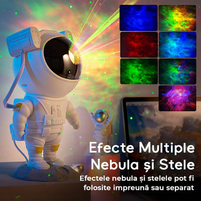 Proiector Laser Astronaut cu Joc de Lumini si Stele, Boxa, Functie Bluetooth, Setare Luminozitate, Telecomanda
